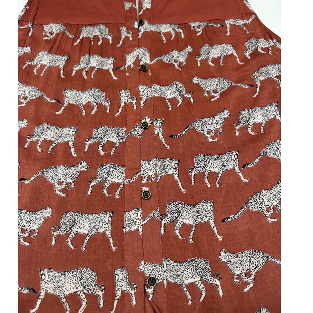 Lucky Brand Cheetah Print Boho Tank Top Large Rust Sleeveless Festival - Picture 13 of 13